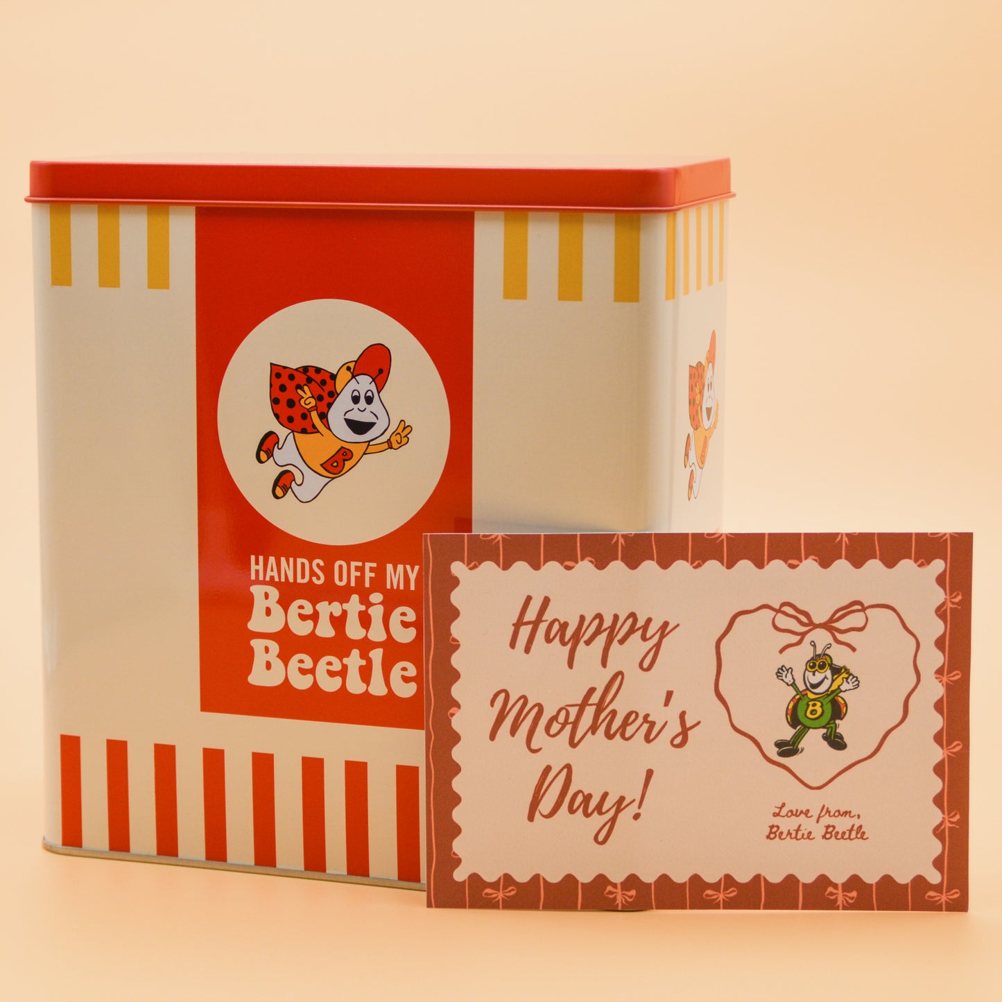 Bertie Beetle Mother’s Day Sweet Treat Tin - 50x Bertie Beetle Chocolates in a Retro Tin with an EXCLUSIVE Bertie Beetle Mother's Day Card