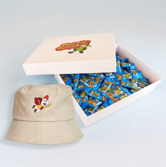 Bertie Beetle Bounty Box - 100 Bertie Beetle chocolates in a gift box with Retro Bucket Hat