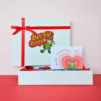 Bertie Beetle Valentines Day Bounty Box - 75x Bertie Beetle Chocolates in a Gift Box with an EXCLUSIVE Bertie Beetle Valentines Day Card